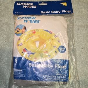 Summer Waves Double Tube Baby Float With Pillow Back Yellow With Shark Graphic